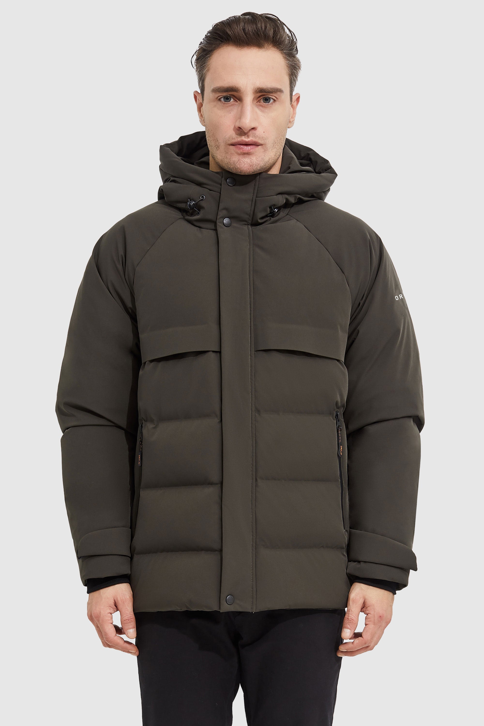 Orolay-Winter Hood Ribbed Cuff Down Jacket-#color_Fudge