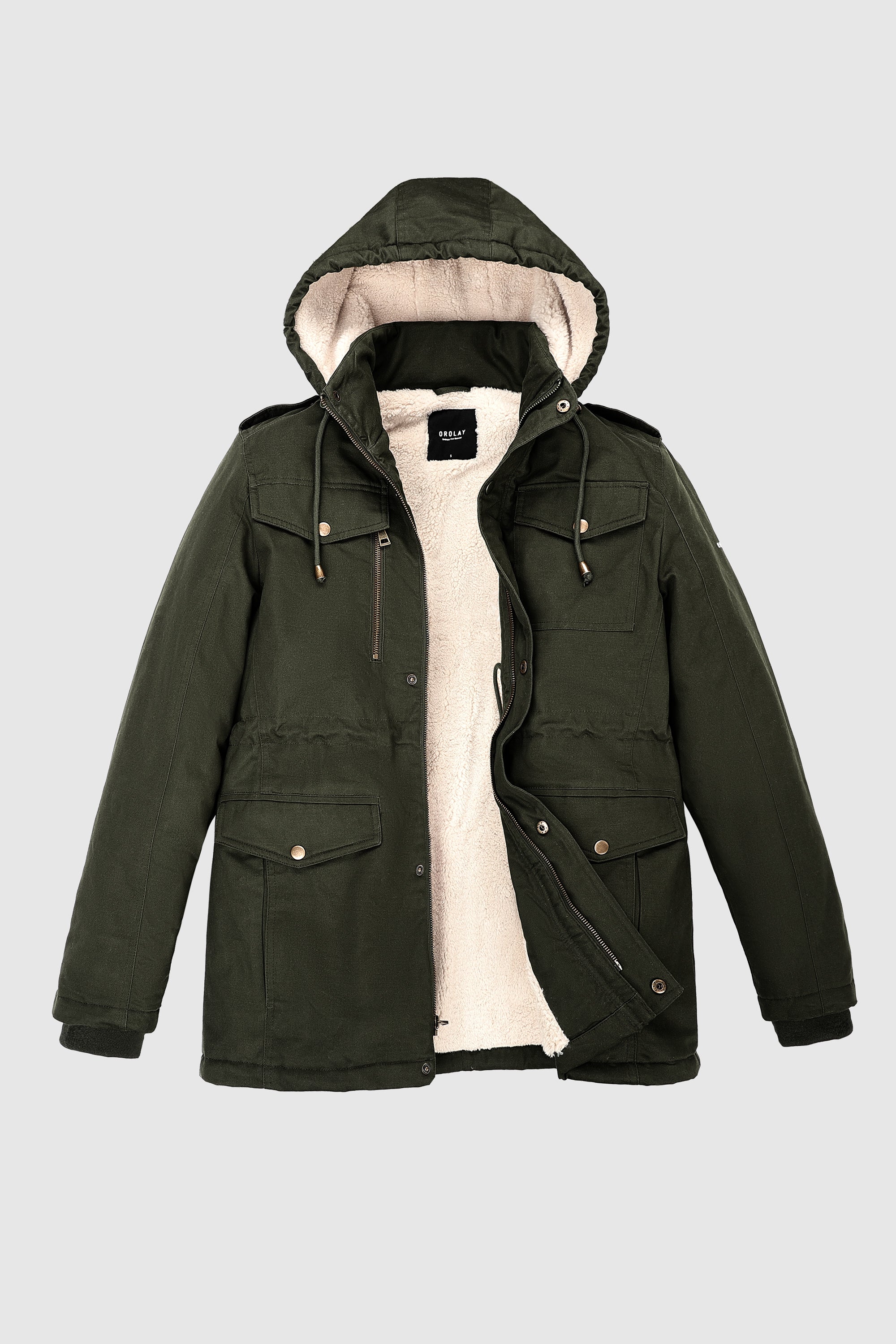 Orolay-Winter Military Parka Jacket-#color_Sea Turtle