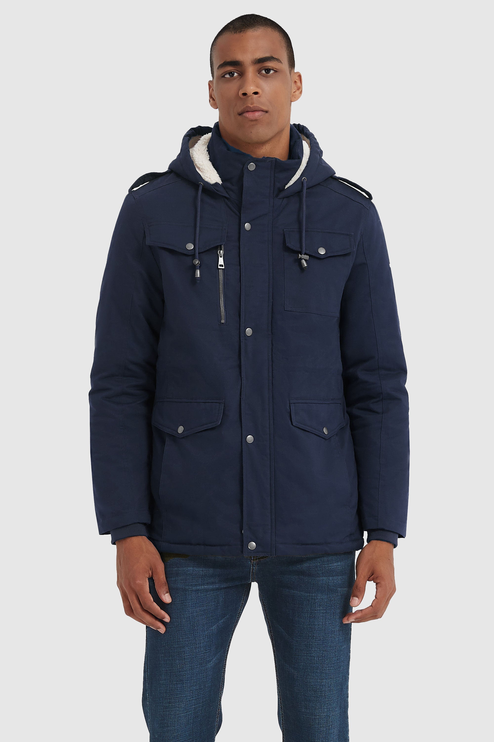 Orolay-Winter Military Parka Jacket-#color_True Blue