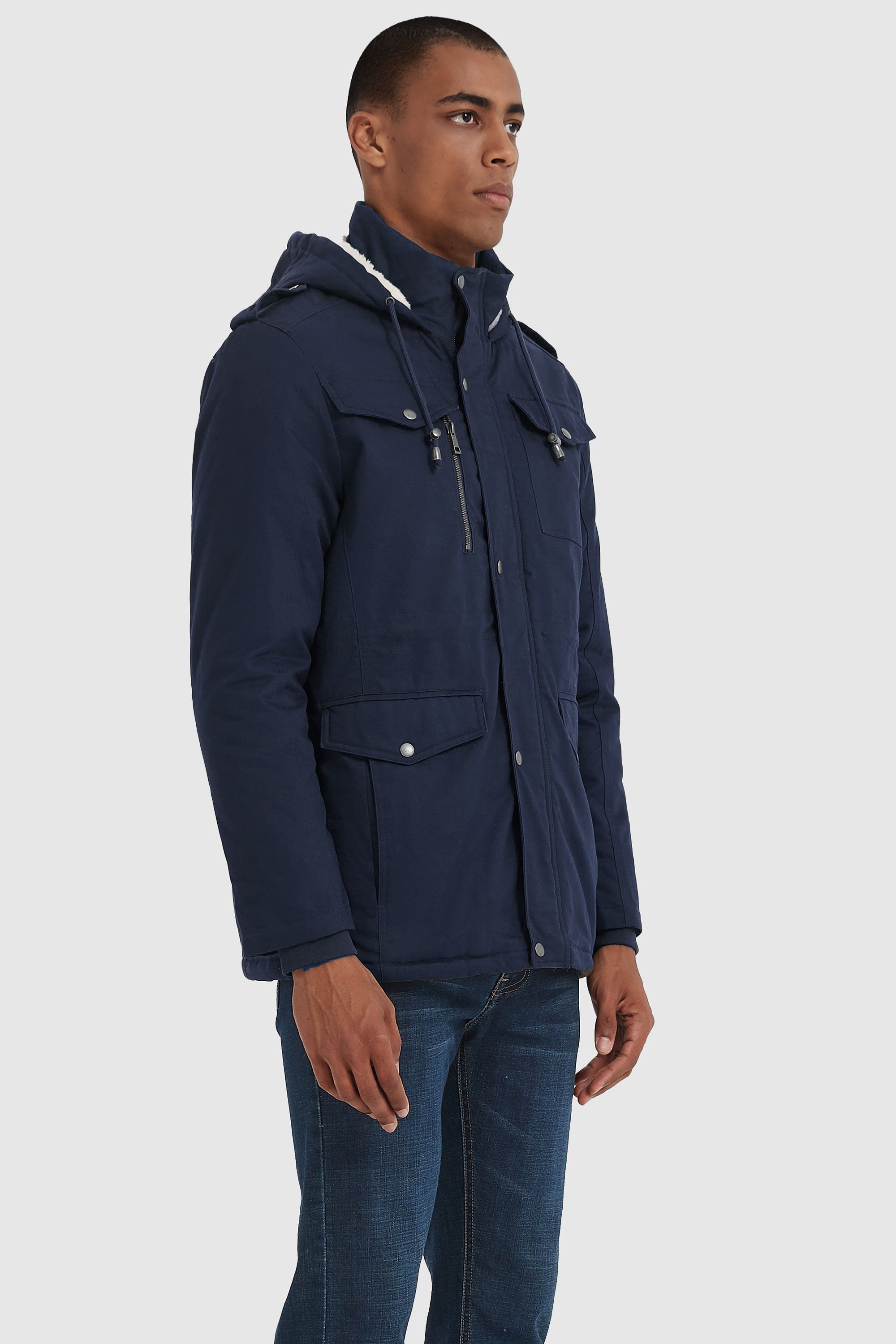 Orolay-Winter Military Parka Jacket-#color_True Blue