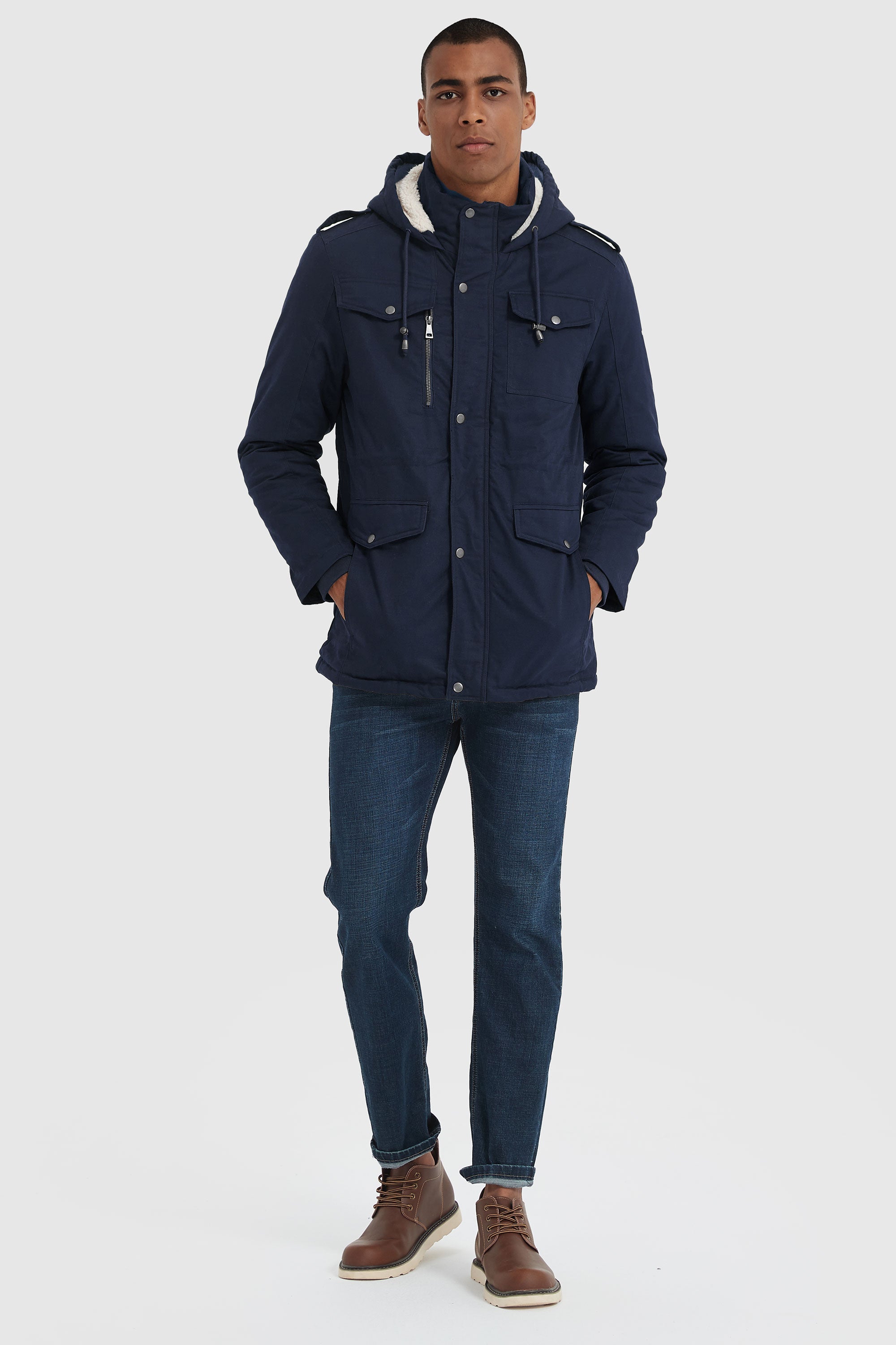 Orolay-Winter Military Parka Jacket-#color_True Blue