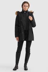 Orolay-Winter Parka Jacket with Adjustable Belt-#color_Black