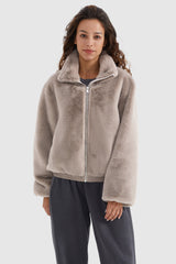 Orolay-Winter Sherpa Zip-Up Coat-#color_Shadow Gray