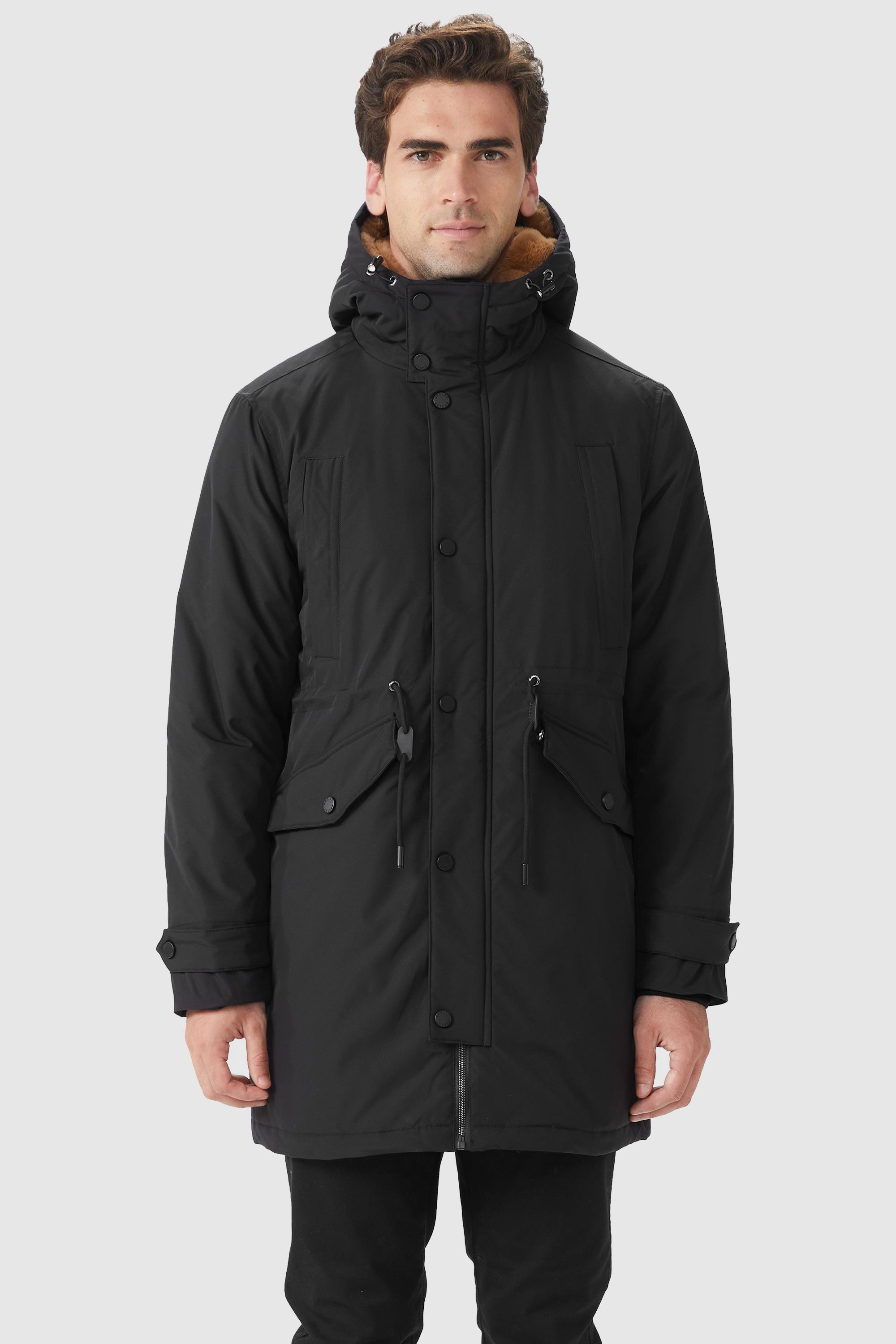 Orolay-Winter Thicken Parka Jacket with Fleece Lined-#color_Black