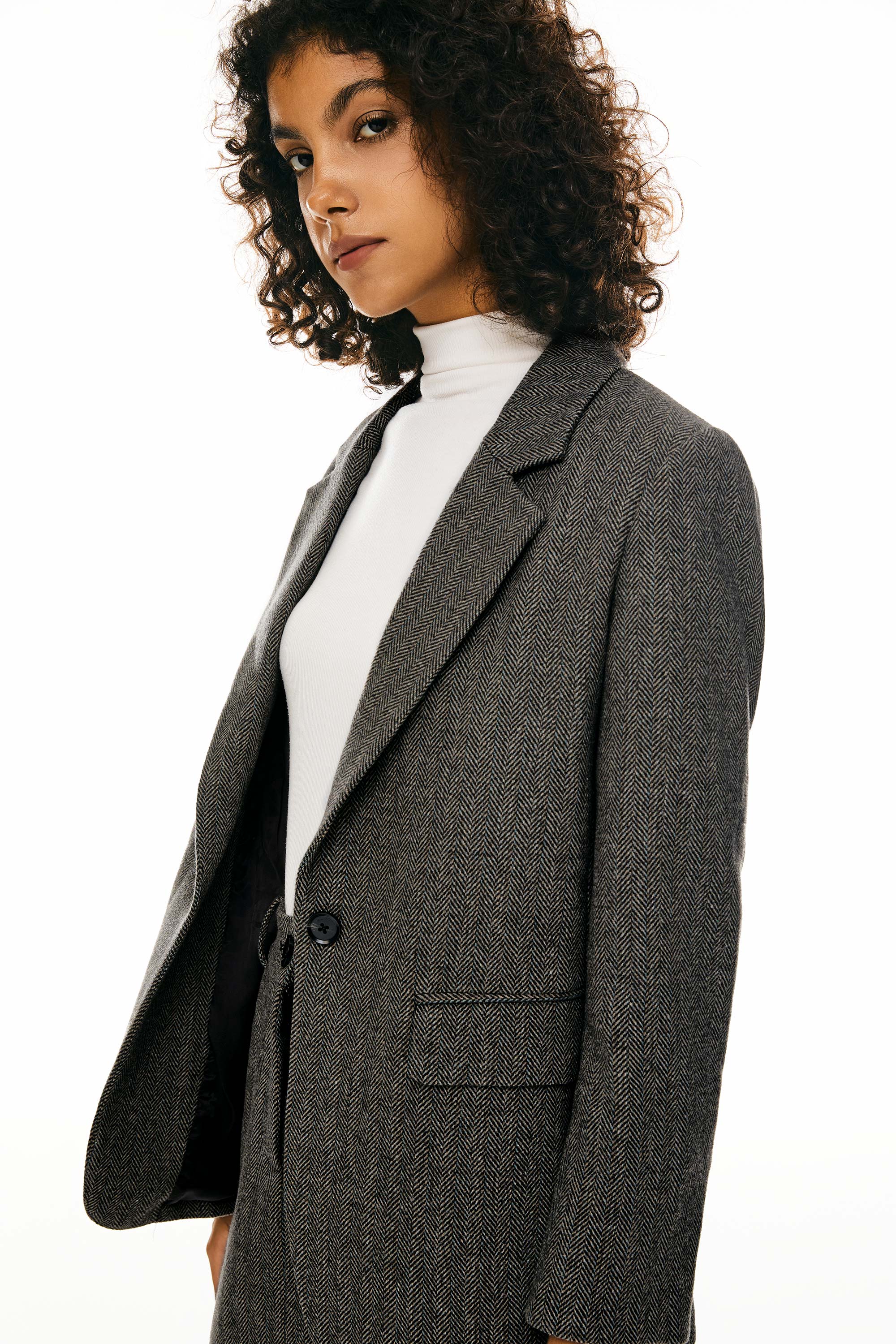 Orolay-Wool Office Blazer-Image 6 of Wool Blend Office Blazer from Orolay - #color_Black stripes