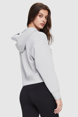 Orolay-Zip-Up Cropped Hoodie-Image 4 of Zip-Up Cropped Hoodie from Orolay - #color_Lightgrey