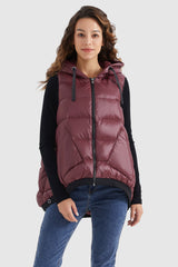 Orolay-Zip Up Hooded Quilted Puffer Down Vest-#color_Syrah