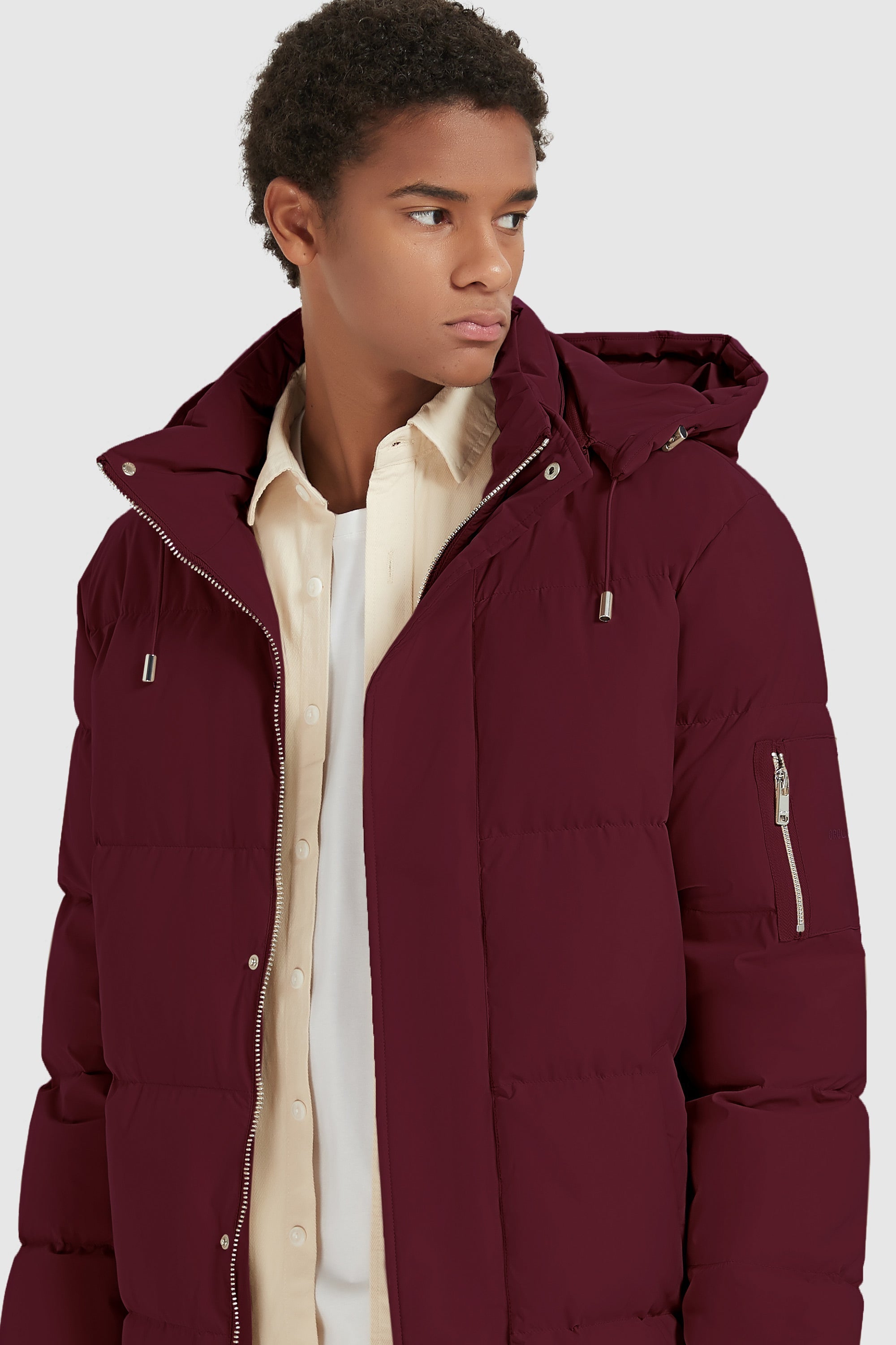 Orolay-Zip Up Snap Button Thickened Down Jacket-#color_Syrah