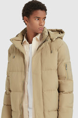 Orolay-Zip Up Snap Button Thickened Down Jacket-#color_Khaki