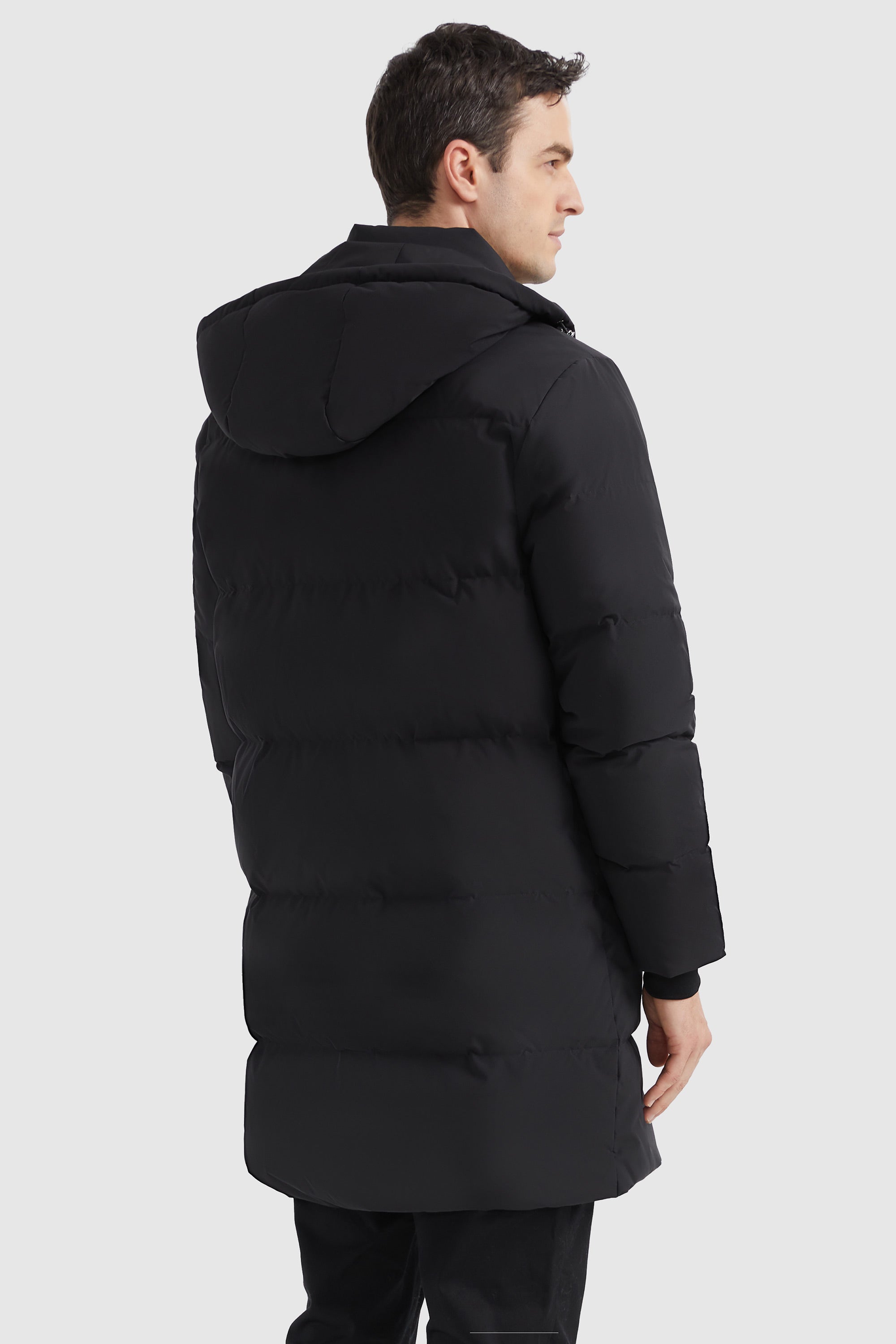 Orolay-Zip Up Snap Button Thickened Down Jacket-#color_Black