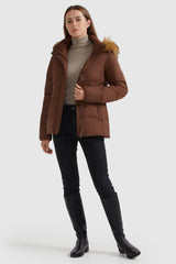 Orolay-Zipper Hooded Lightweight Puffer Jacket-#color_Clove