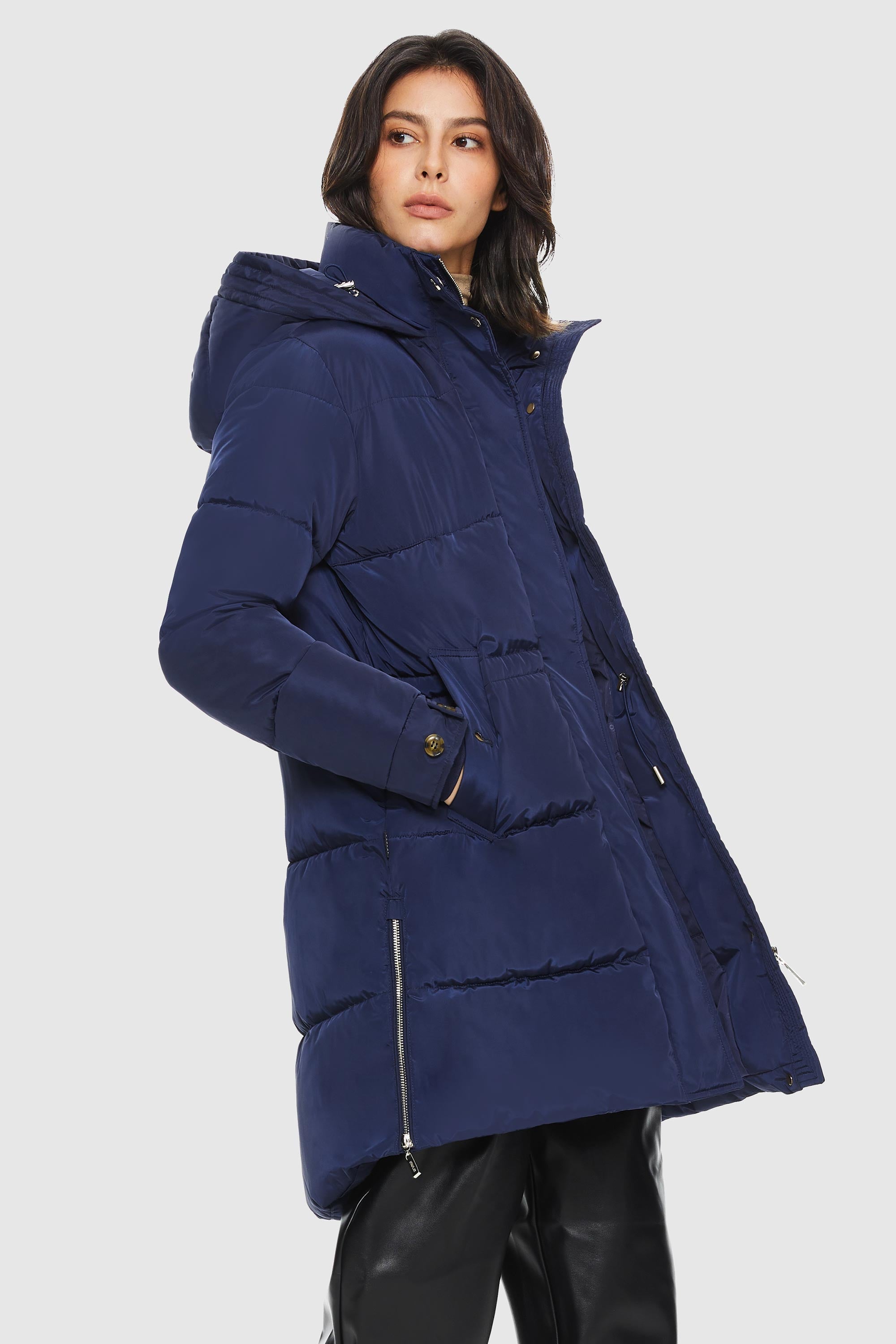 Orolay-Zipper Winter Thickened Puffer Coat-#color_Beacon Blue