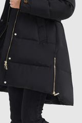 Orolay-Zipper Winter Thickened Puffer Coat-#color_Black