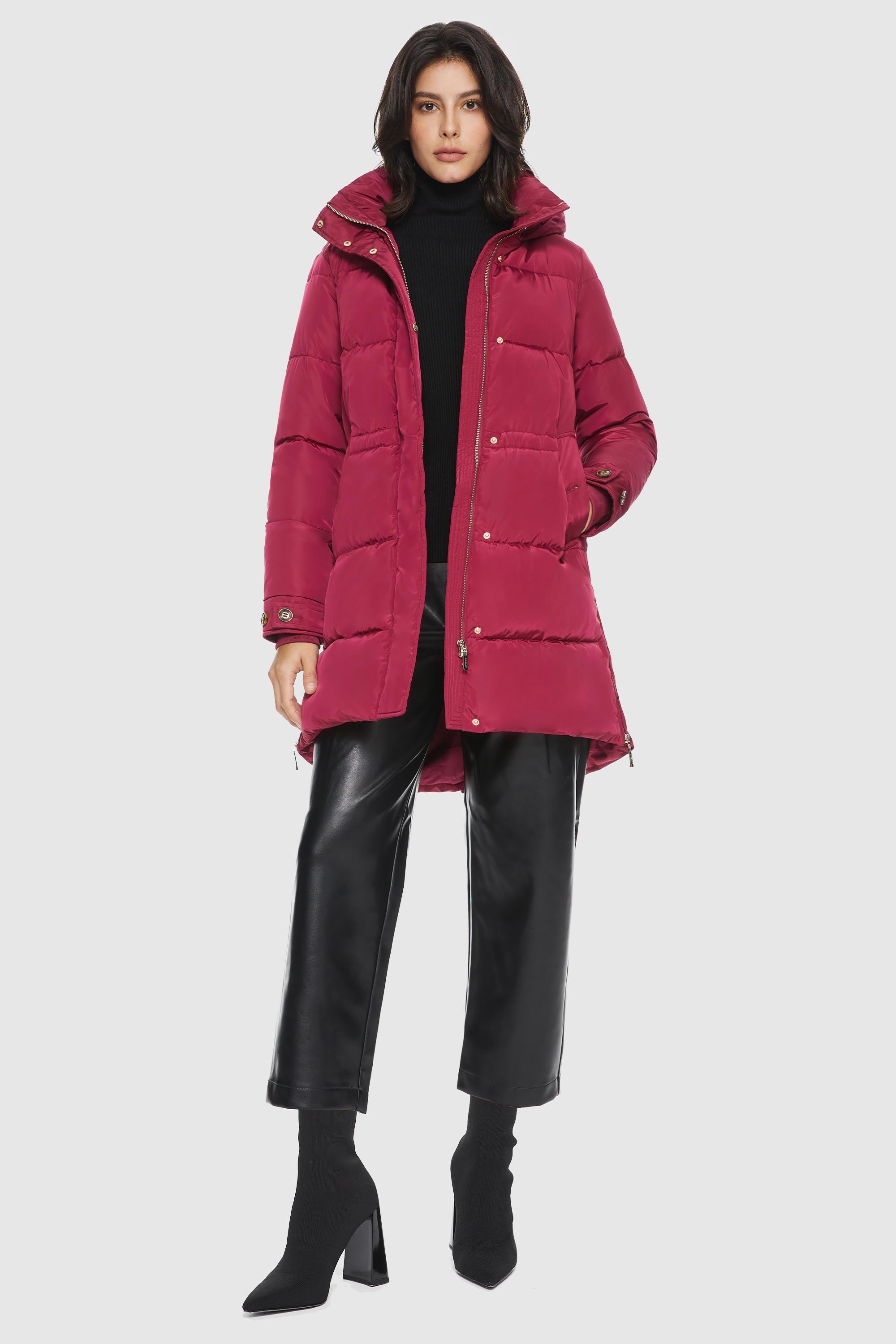 Orolay-Zipper Winter Thickened Puffer Coat-#color_Syrah