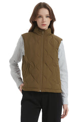 OROLAY Cropped Puffer Vest Zip Up Lightweight #color_coffee