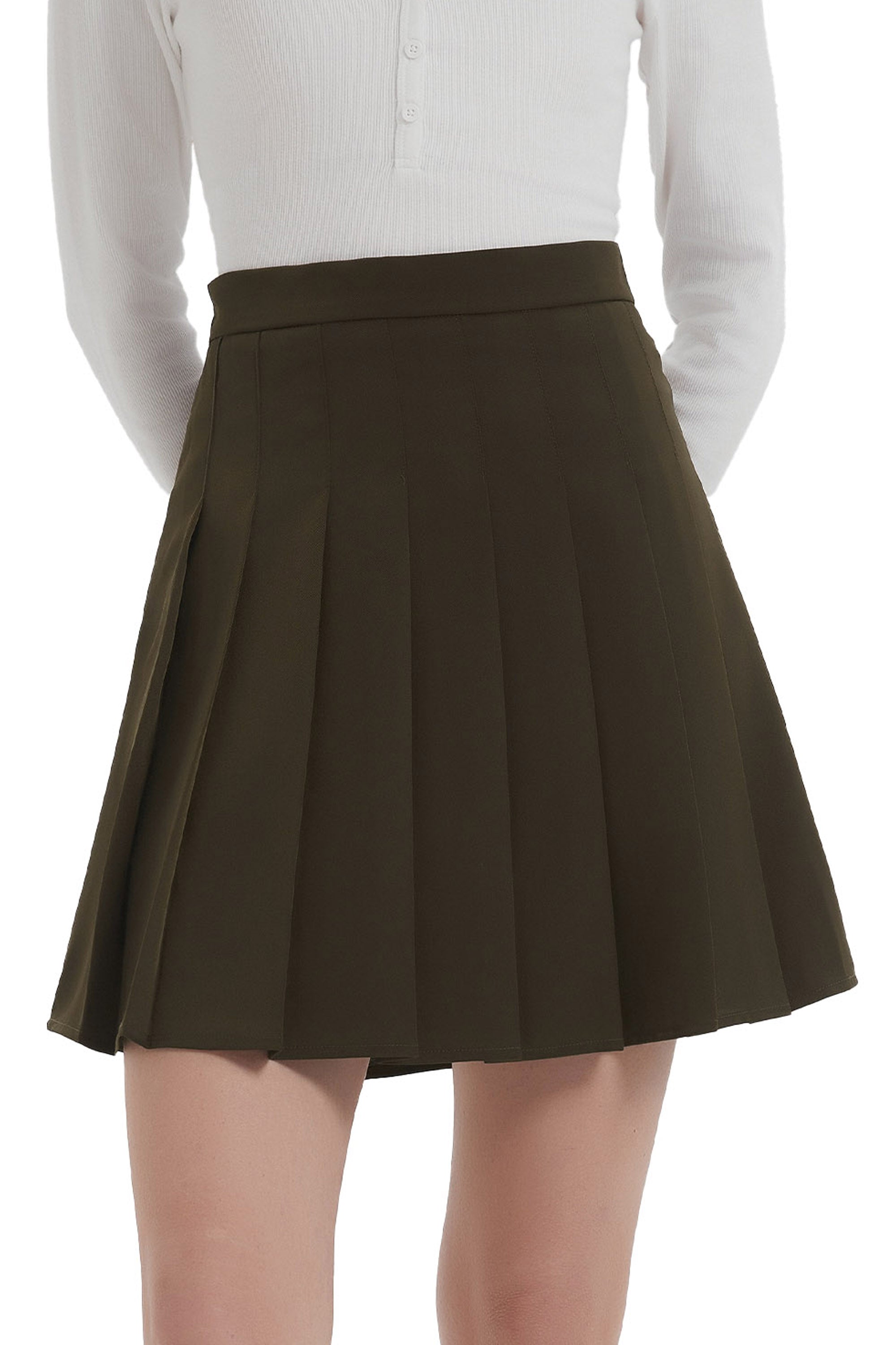 Orolay High Waisted Skirts A Line Pleated Skirt #color_olive