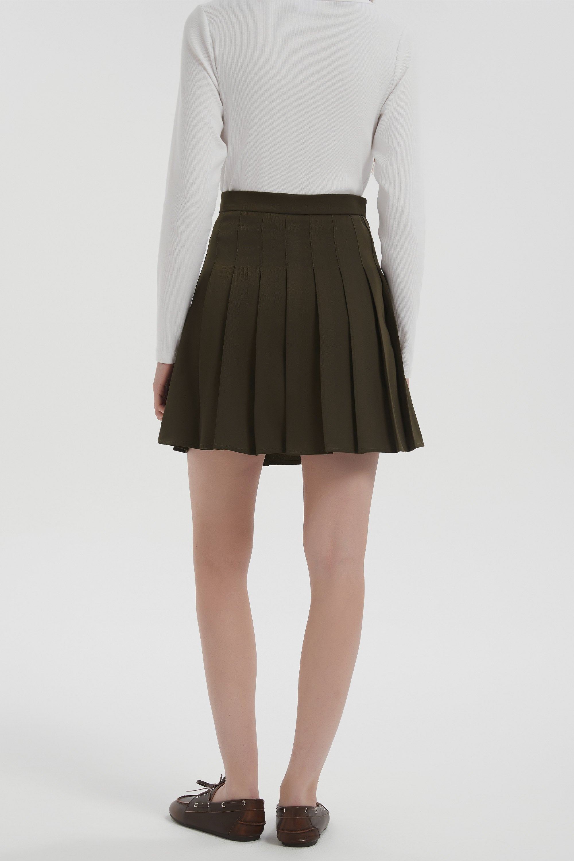 Orolay High Waisted Skirts A Line Pleated Skirt #color_olive