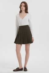 Orolay High Waisted Skirts A Line Pleated Skirt #color_olive