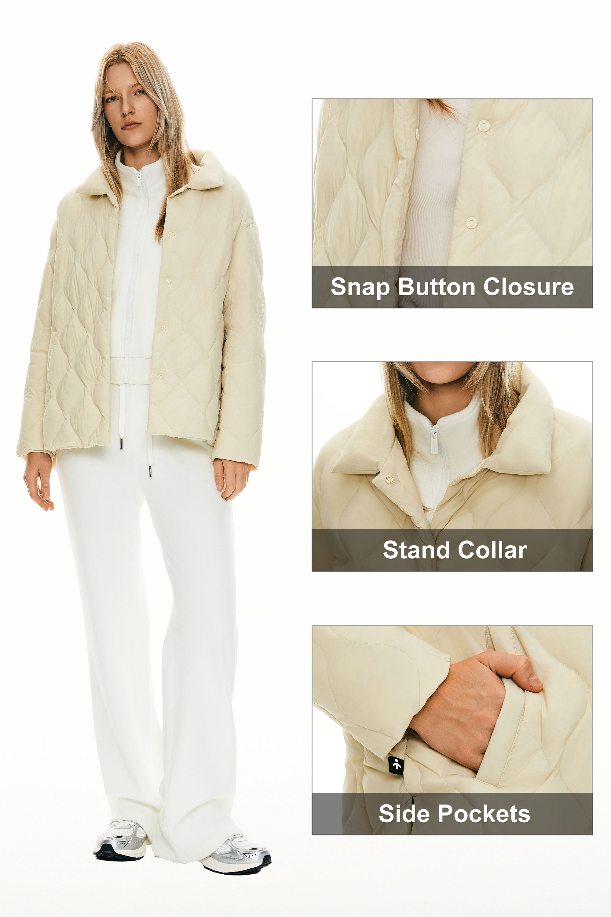 Orolay Oversized Puffer Jacket Lightweight Quilted #color_beige