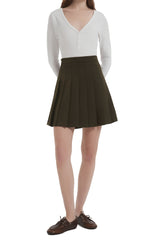 Orolay High Waisted Skirts A Line Pleated Skirt #color_olive