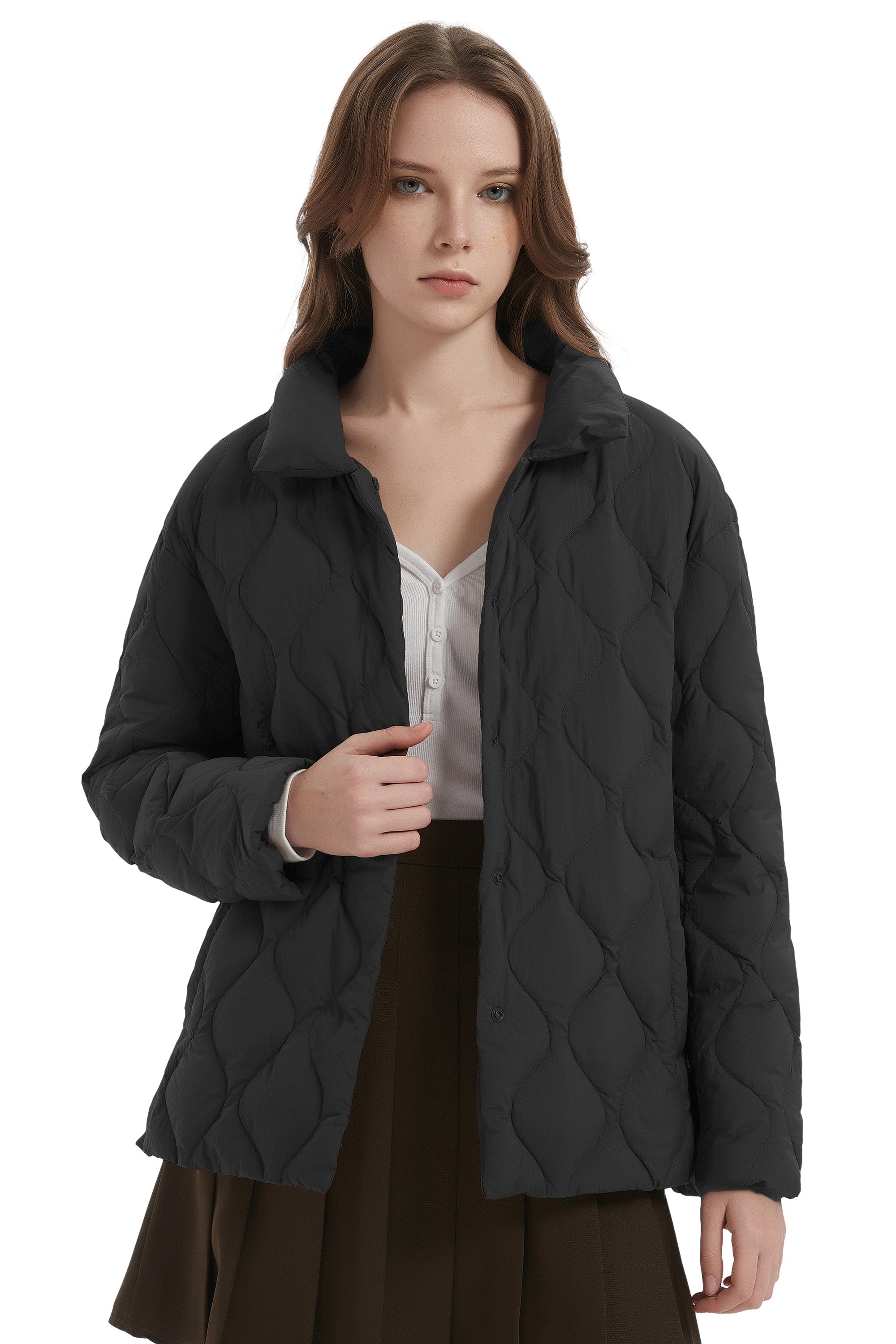 Orolay Oversized Puffer Jacket Lightweight Quilted #color_black