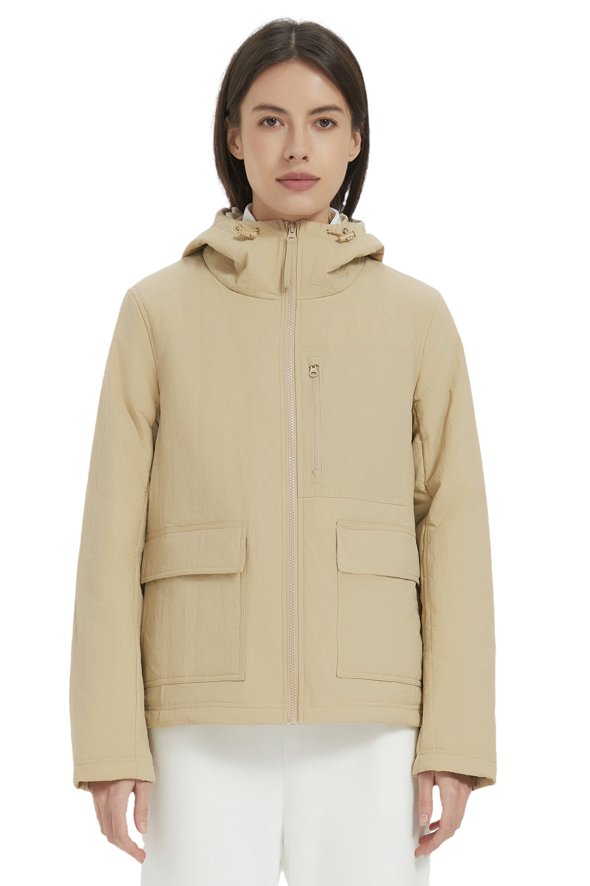 Orolay Hooded Lightweight Jacket Zip Up new #color_khaki