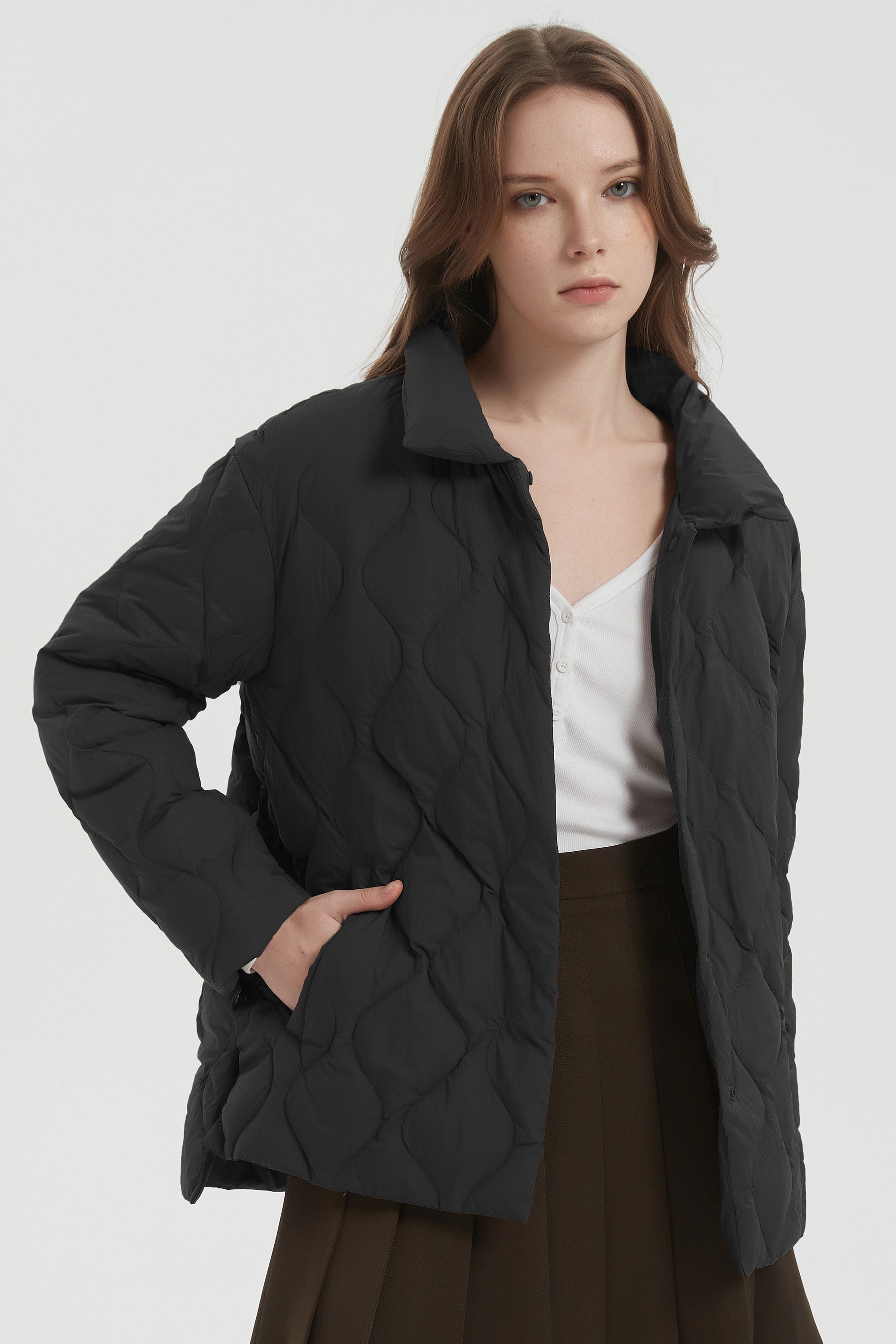 Orolay Oversized Puffer Jacket Lightweight Quilted #color_black