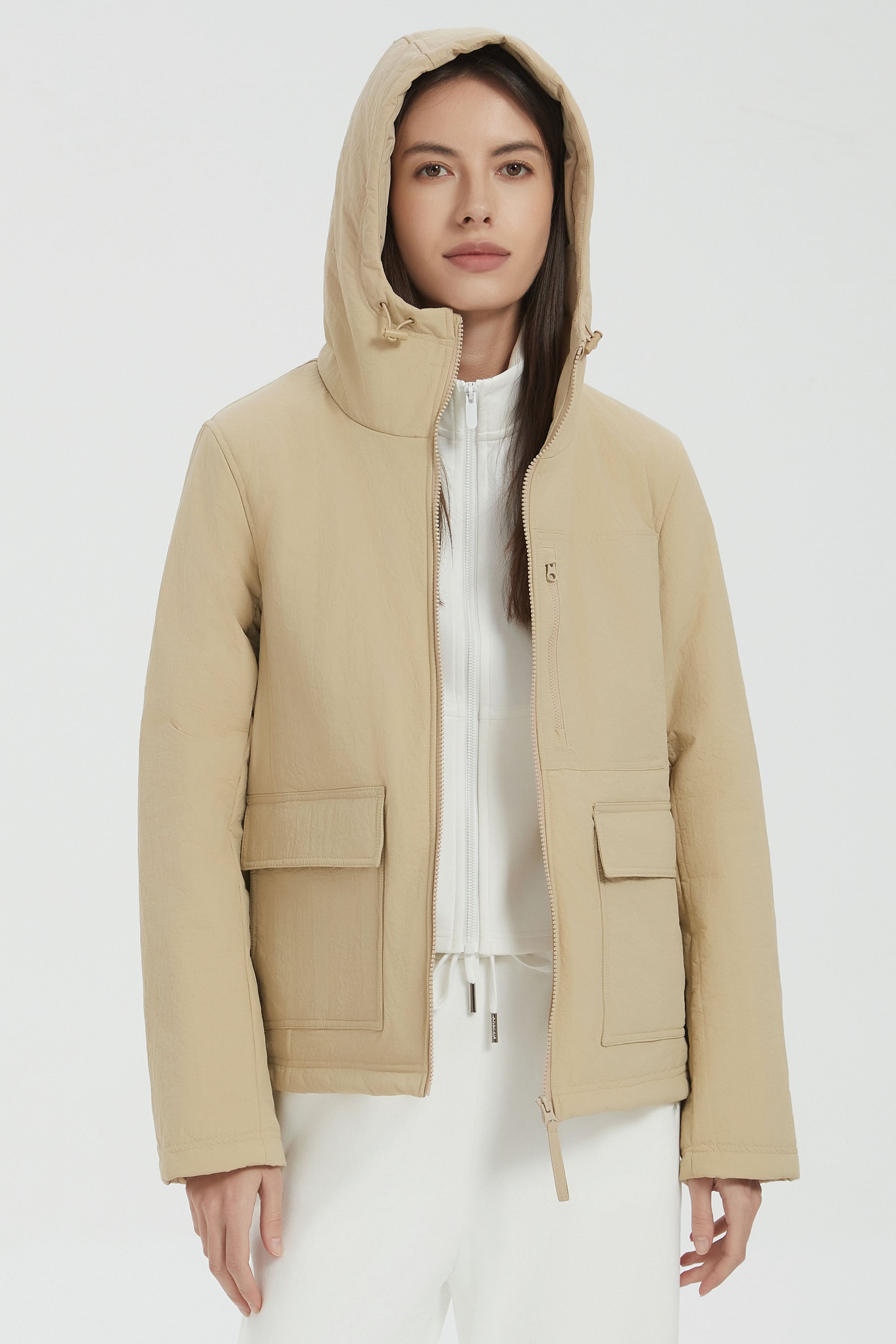 Orolay Hooded Lightweight Jacket Zip Up new #color_khaki