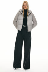 Orolay Cropped Puffer Jacket Winter Hooded #color_gray