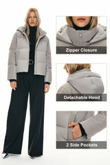 Orolay Cropped Puffer Jacket Winter Hooded #color_gray