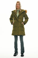 Orolay-Drawstring Hooded Thickened Puffer Down Coat-#color_Fir Green
