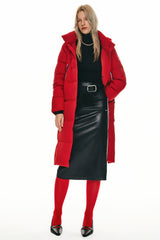 Knee Length Thickened Down Jacket - Orolay, #color_Racing Red