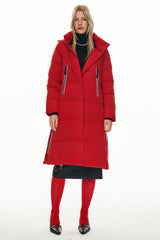 Knee Length Thickened Down Jacket - Orolay, #color_Racing Red