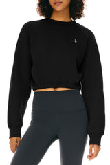 Orolay Oversized Cropped Sweatshirt Long Sleeve #color_black