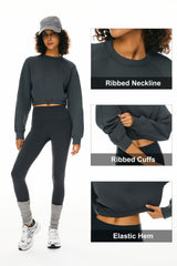 Orolay Oversized Cropped Sweatshirt Long Sleeve #color_gray
