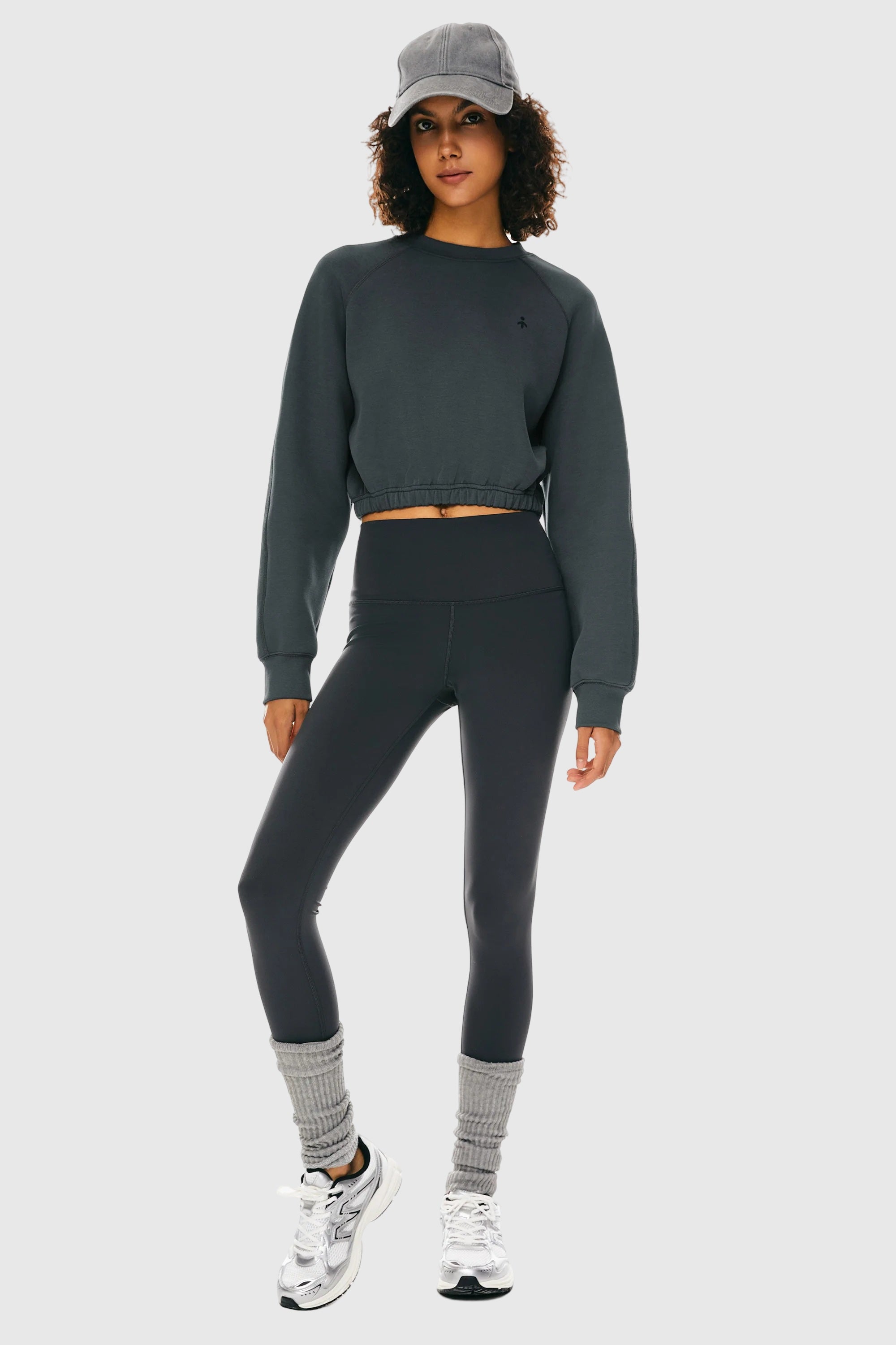 Orolay Oversized Cropped Sweatshirt Long Sleeve #color_gray