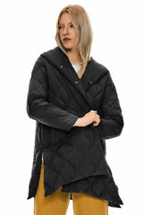 Orolay Oversized Quilted Puffer Jacket Lightweight with Pockets #color_black 