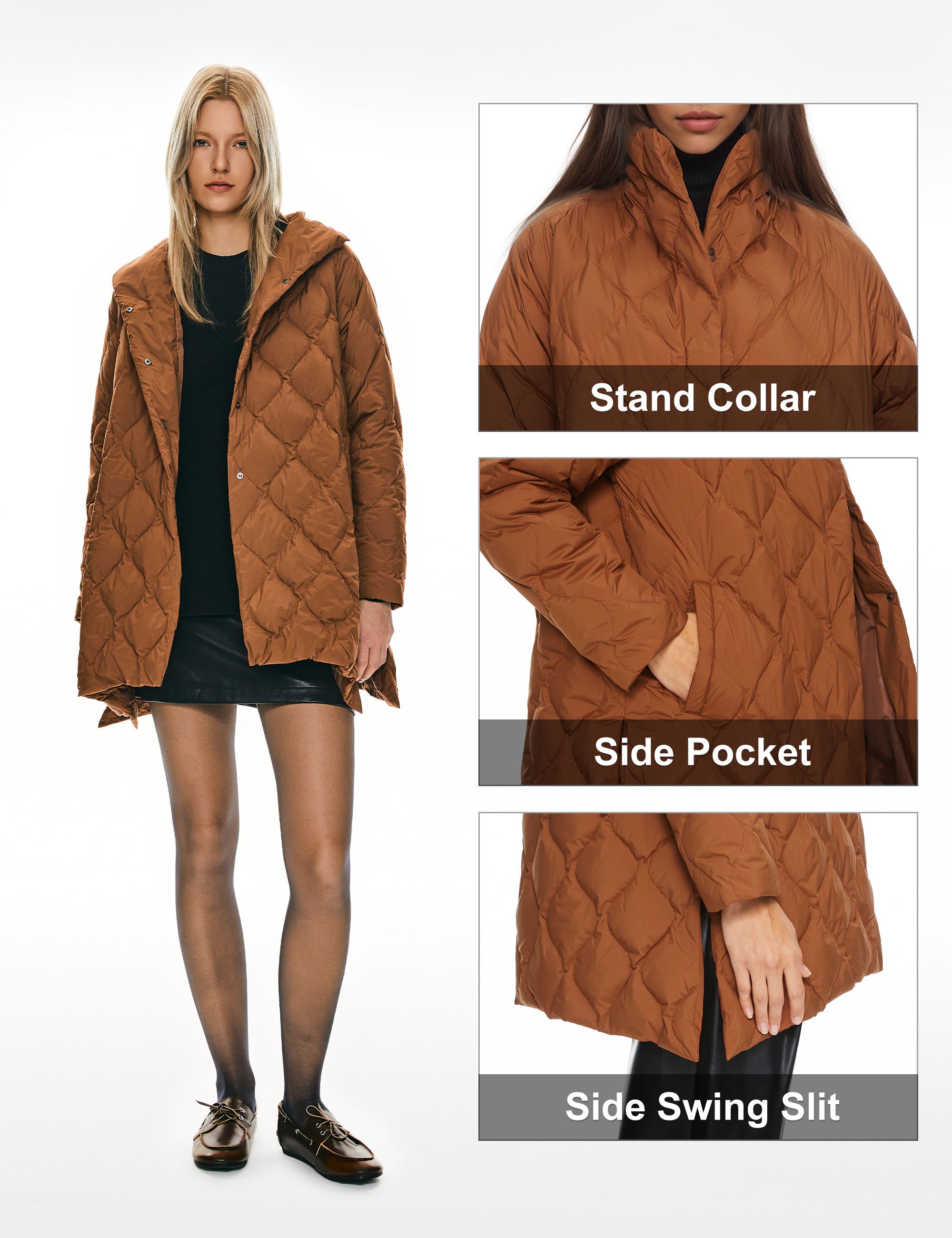 Orolay Oversized Quilted Puffer Jacket Lightweight with Pockets #color_coffee 