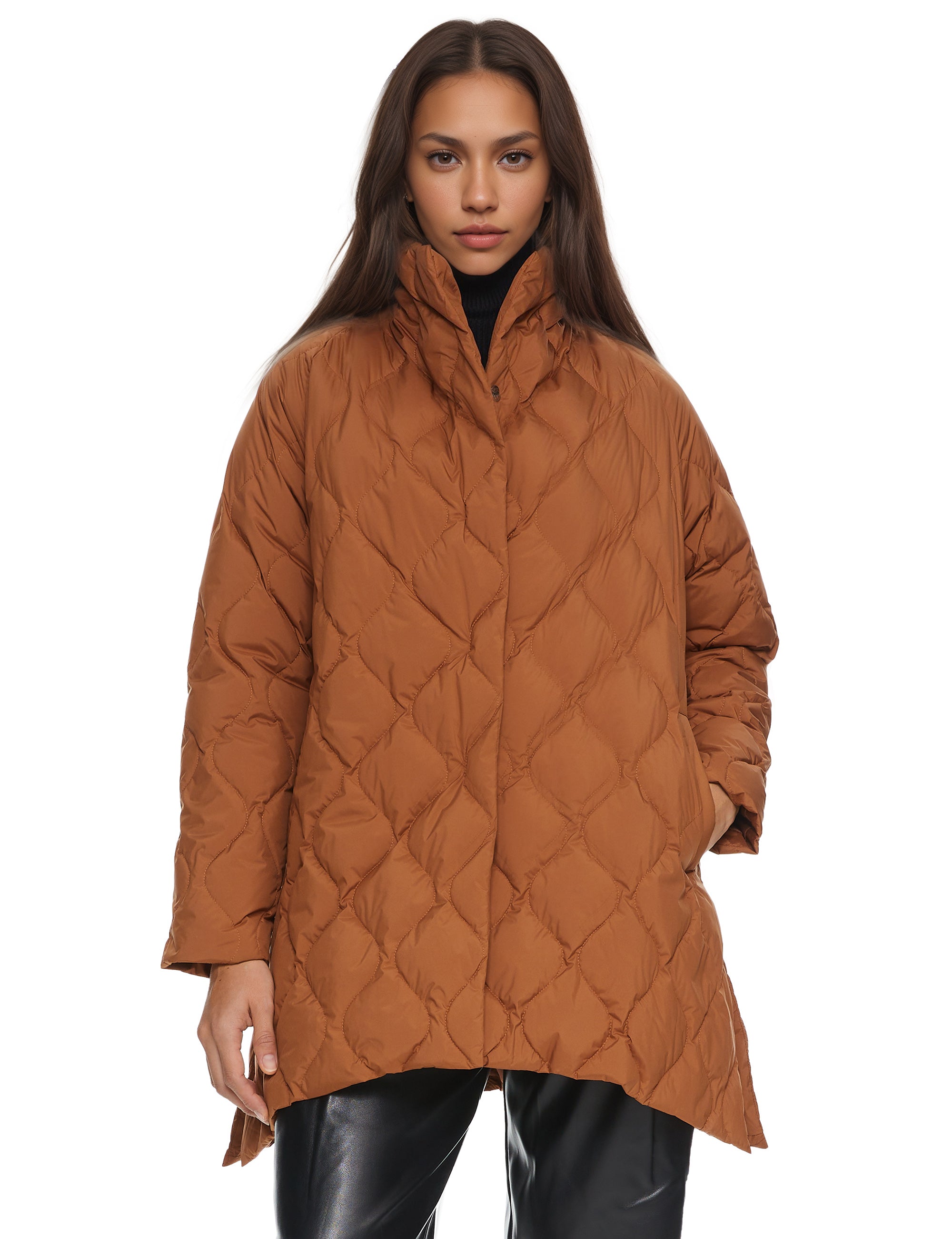 Orolay Oversized Quilted Puffer Jacket Lightweight with Pockets #color_coffee 