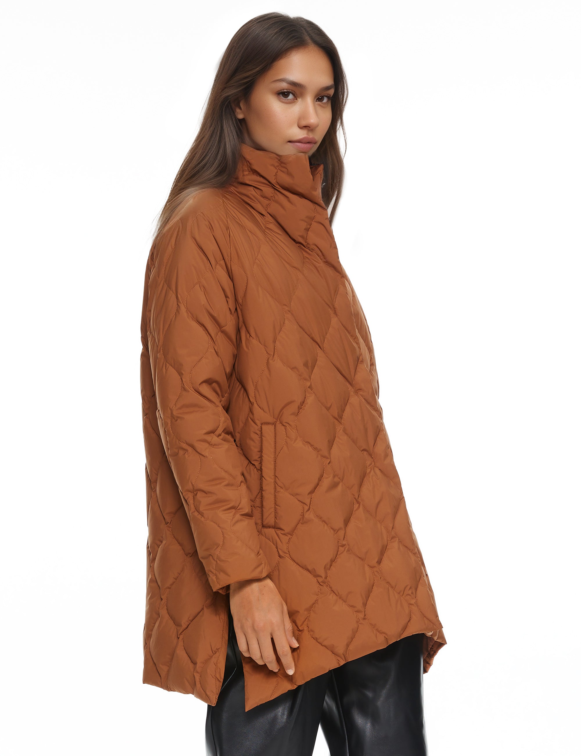 Orolay Oversized Quilted Puffer Jacket Lightweight with Pockets #color_coffee 