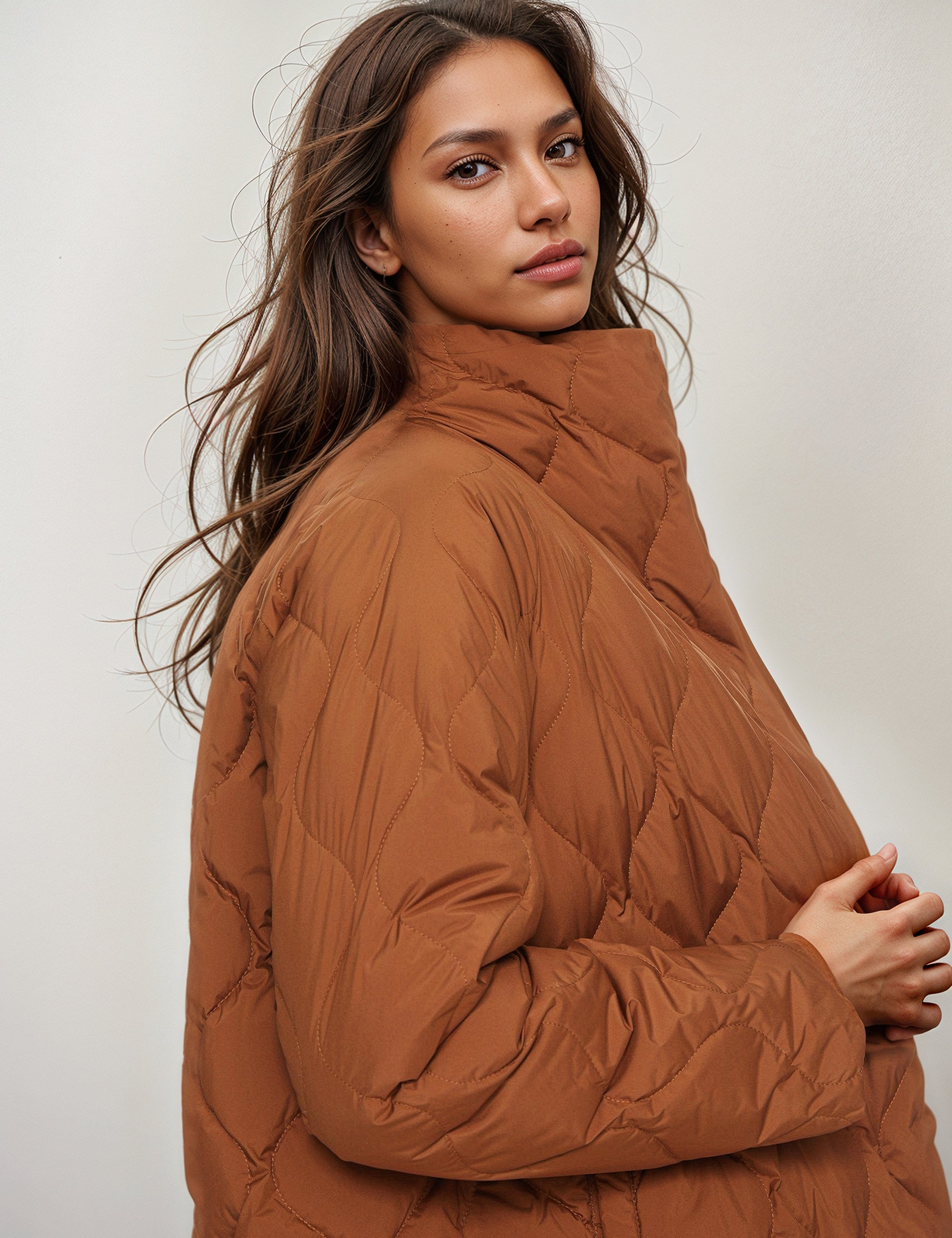 Orolay Oversized Quilted Puffer Jacket Lightweight with Pockets #color_coffee 