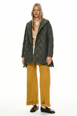 Orolay Oversized Quilted Puffer Jacket Lightweight with Pockets #color_green 
