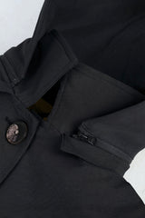 Long Single-Breasted Trench Coat #color_black