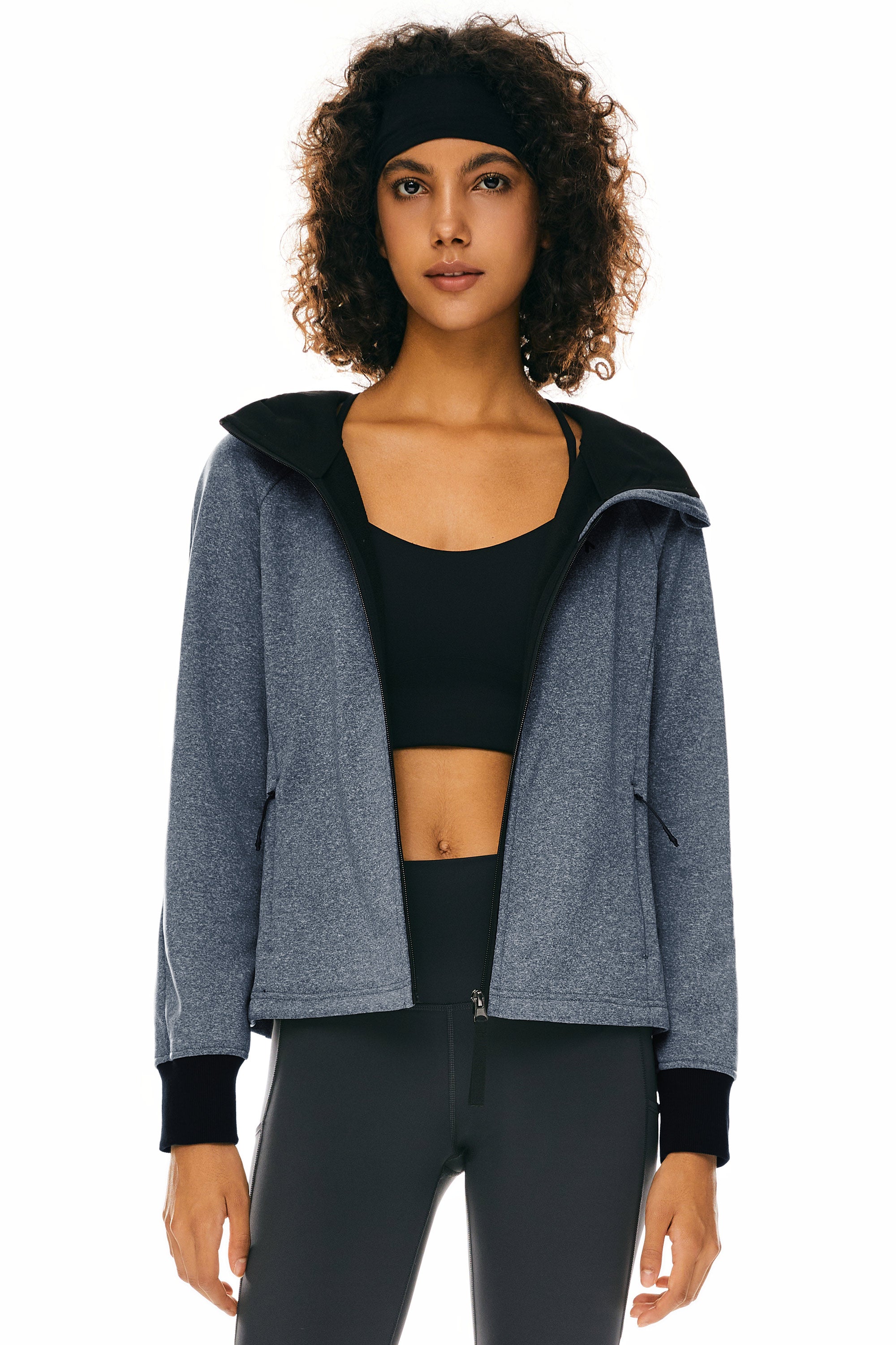 Orolay Zip Up Fleece Lined Hoodie Long Sleeve Cropped Sweatshirt #color_navy
