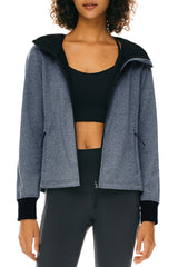 Orolay Zip Up Fleece Lined Hoodie Long Sleeve Cropped Sweatshirt #color_navy