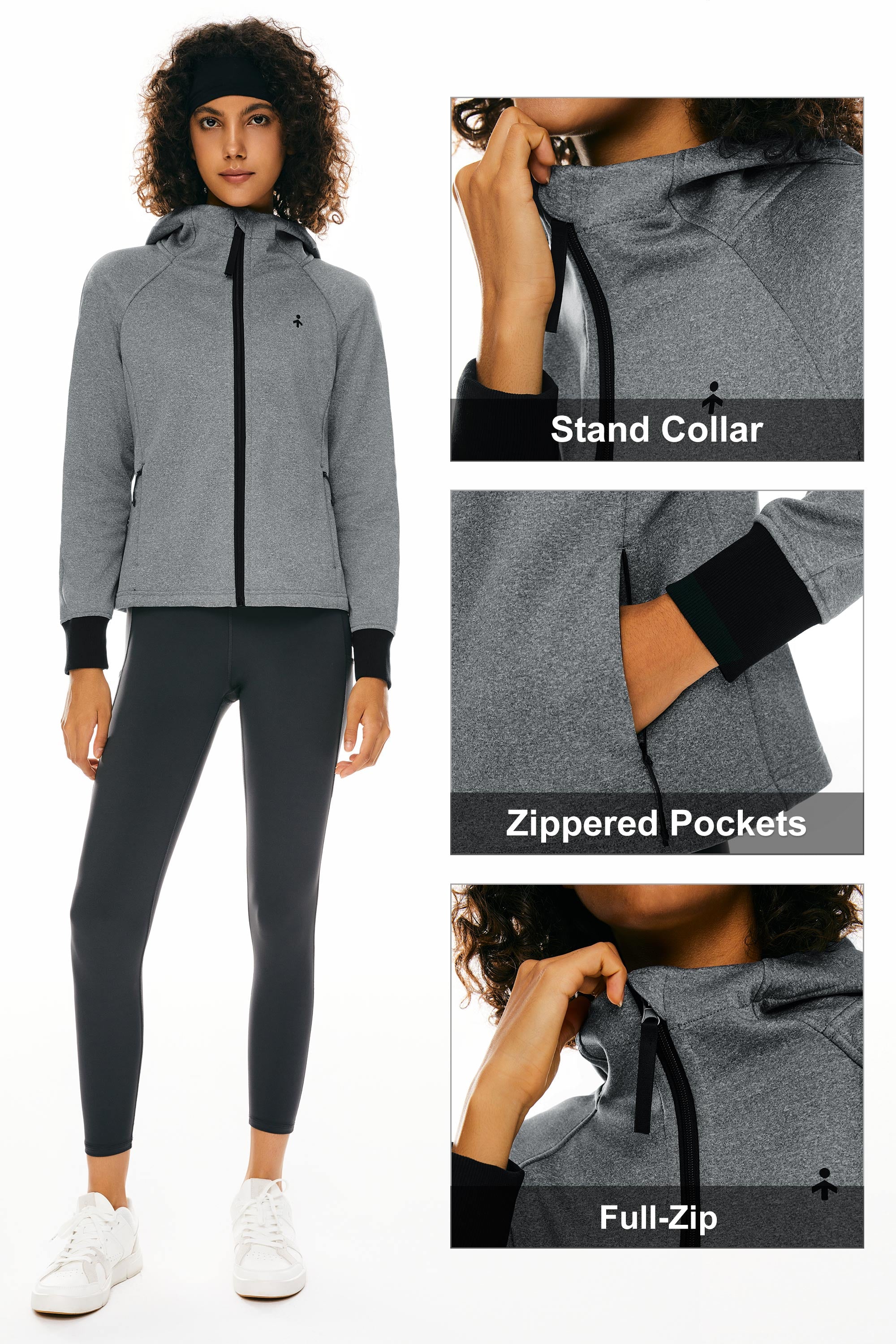 Orolay Zip Up Fleece Lined Hoodie Long Sleeve Cropped Sweatshirt #color_navy