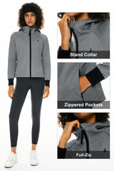 Orolay Zip Up Fleece Lined Hoodie Long Sleeve Cropped Sweatshirt #color_navy