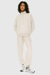 Oversized Half Zip Sweatshirts - Orolay, #color_Beige