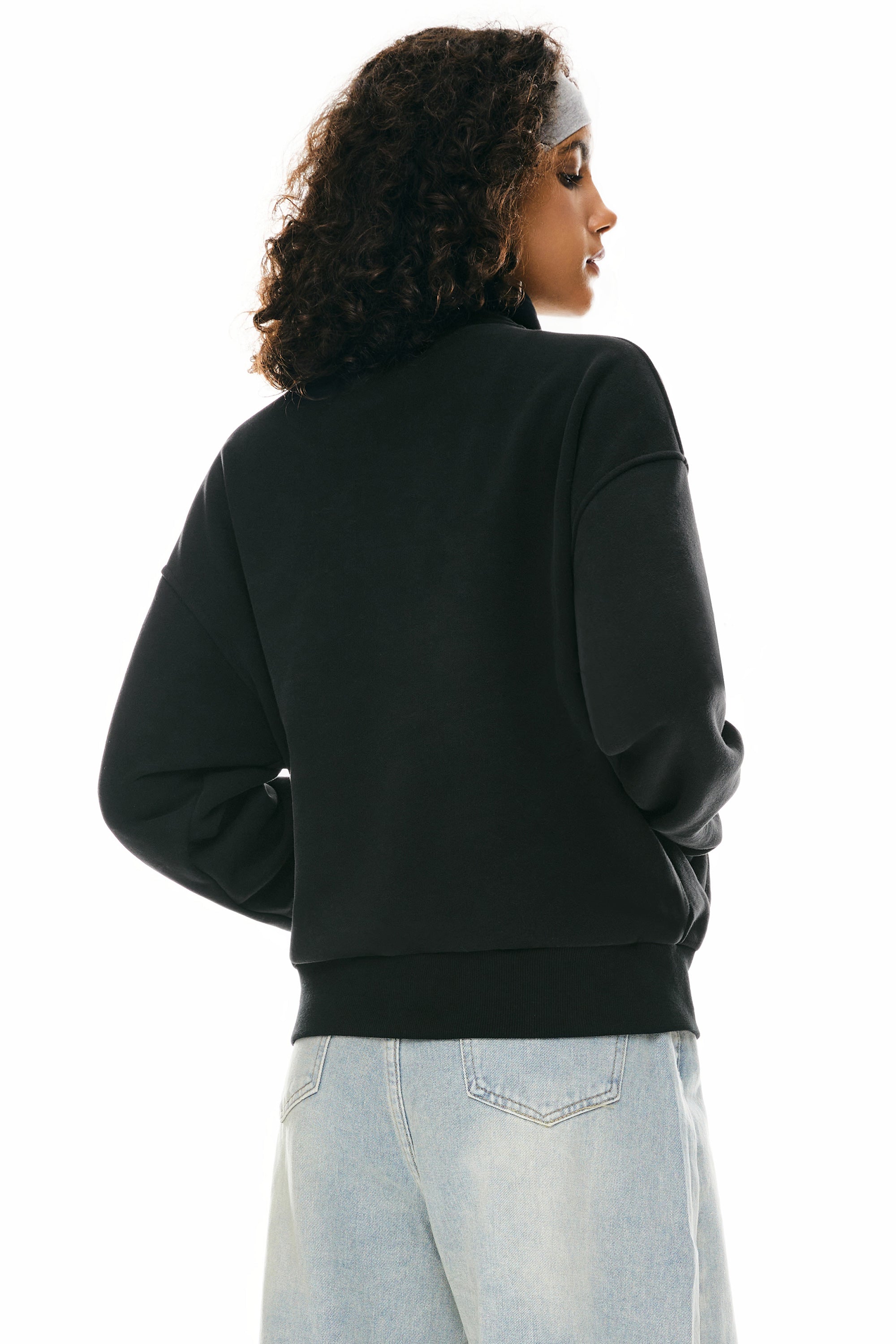 Oversized Half Zip Sweatshirts - Orolay, #color_Black