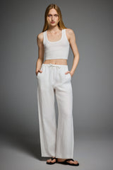 Oversized Linen Wide-Leg Drawstring Pants Orolay #color_white